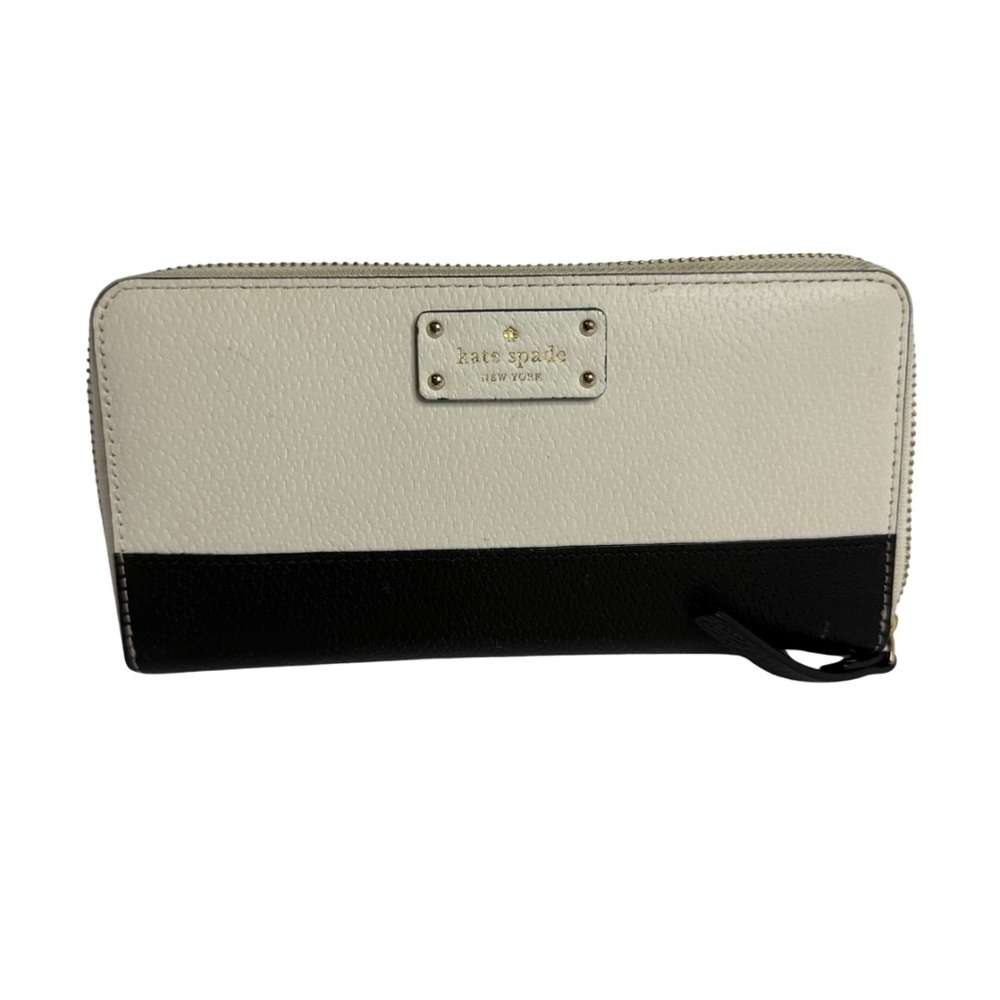 Kate Spade Grove Street Neda Zip Around Wallet Black & White Leather